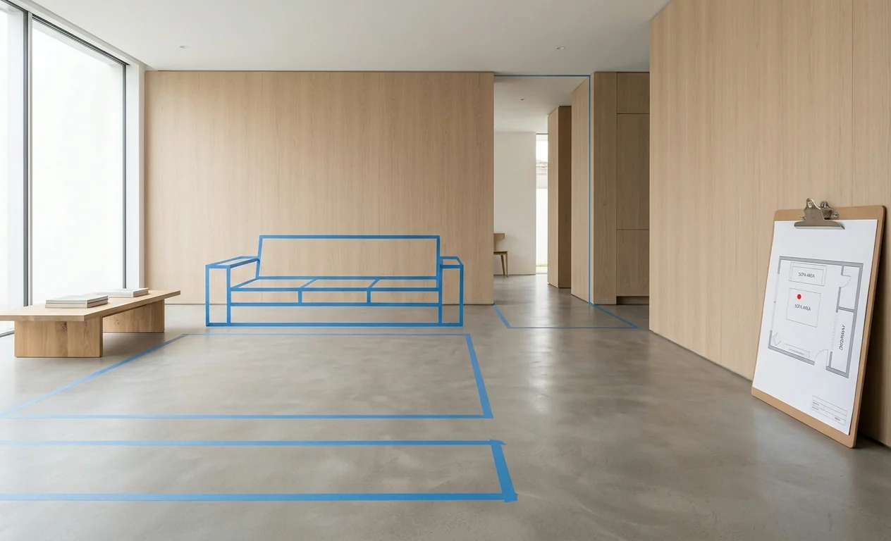 Diagram illustrating how to mentally walk daily circulation routes on a floor plan